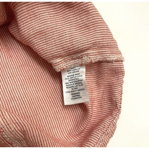 3/$25 Caslon Linen Blend Red & White Striped Cinch Waist Light Utility Jacket - Picture 9 of 10